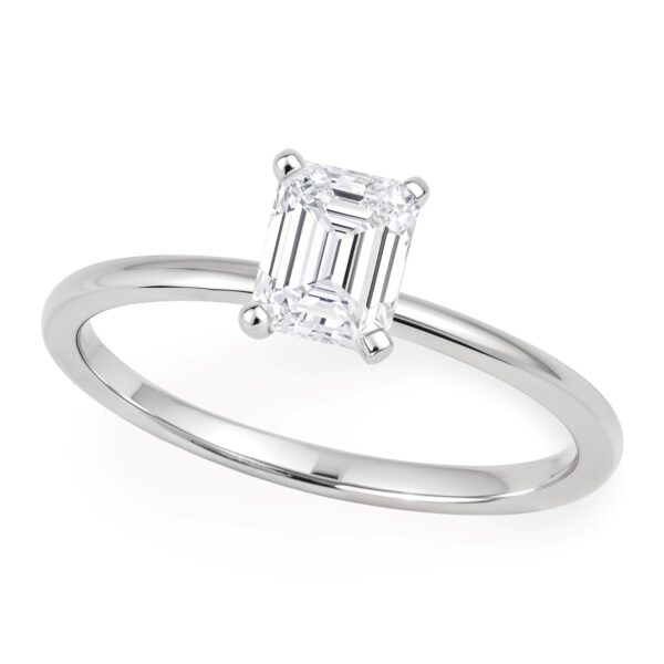 1 Carat Emerald Lab Grown IGI G/VS1 Diamond Solitaire Ring in 10K White Gold