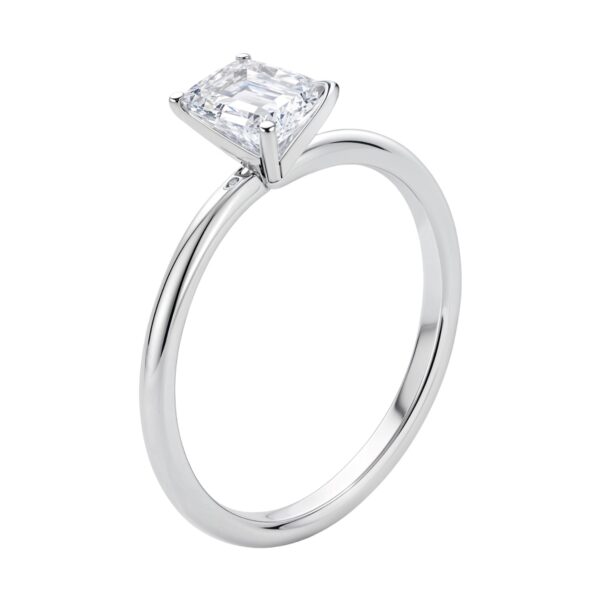 1 Carat Emerald Lab Grown IGI G/VS1 Diamond Solitaire Ring in 14K White Gold - alternate view 2