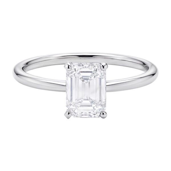 1 Carat Emerald Lab Grown IGI G/VS1 Diamond Solitaire Ring in 14K White Gold - alternate view 3