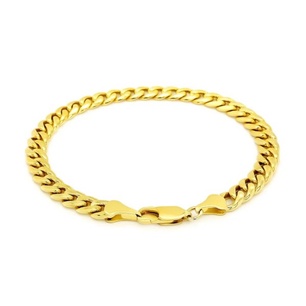 14k Yellow Gold Miami Cuban Semi Solid Bracelet (7.00 mm) - alternate view 2