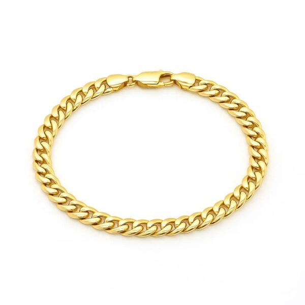 14k Yellow Gold Miami Cuban Semi Solid Bracelet (7.00 mm) - alternate view 3