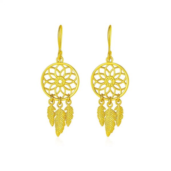Dream Catcher Earrings in 14k Yellow Gold