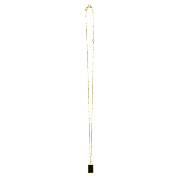 Onyx Geometric Rectangle Necklace in 14K Yellow Gold - alternate view 2