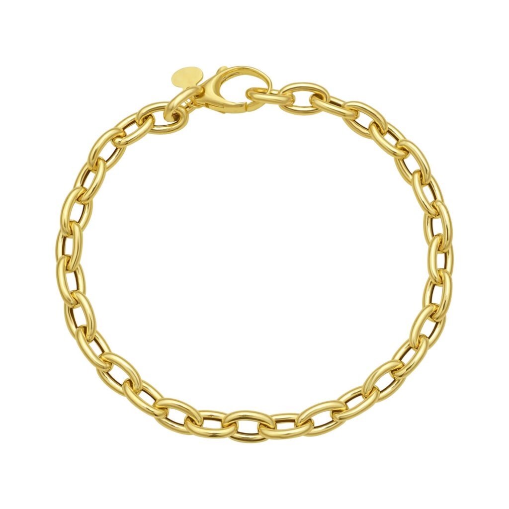14K Yellow Gold Charm Lock Rolo Chain Bracelet (5.10 mm)