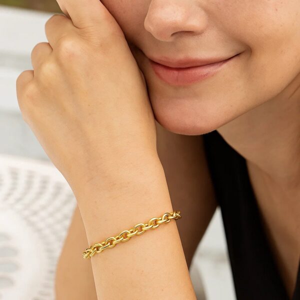 14K Yellow Gold Charm Lock Rolo Chain Bracelet (5.10 mm) - alternate view 3