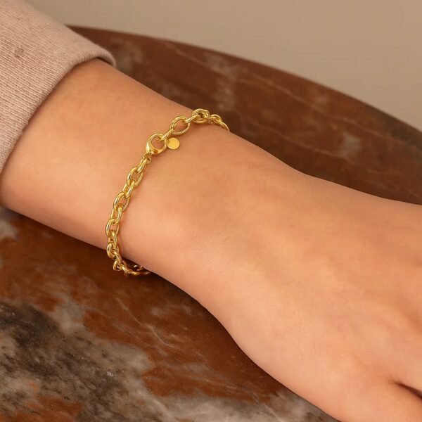 14K Yellow Gold Charm Lock Rolo Chain Bracelet (5.10 mm) - alternate view 4