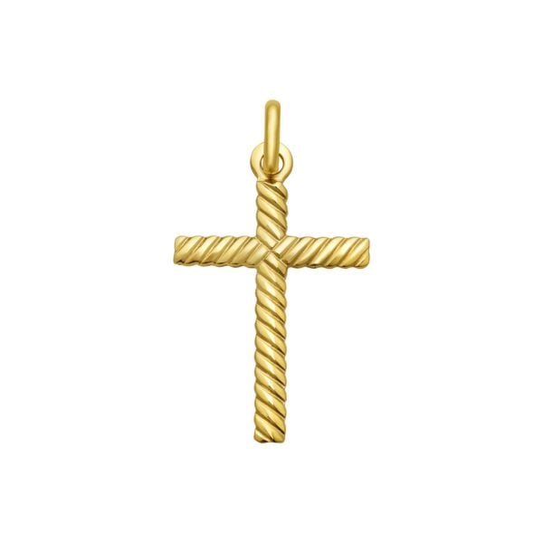 14K Yellow Gold Cable Cross Pendant