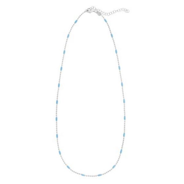 Sterling Silver Rhodium Plated Blue Enamel Beaded Necklace - alternate view 2