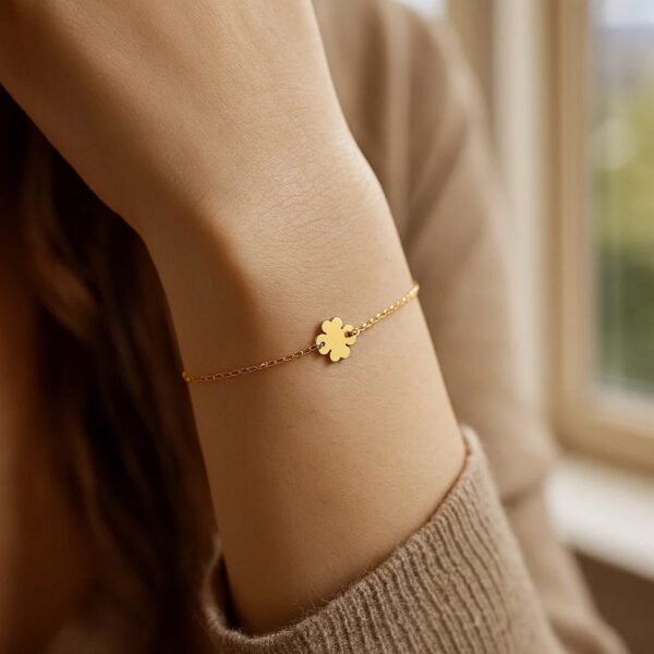 14K Yellow Gold Clover Bracelet - alternate view 3