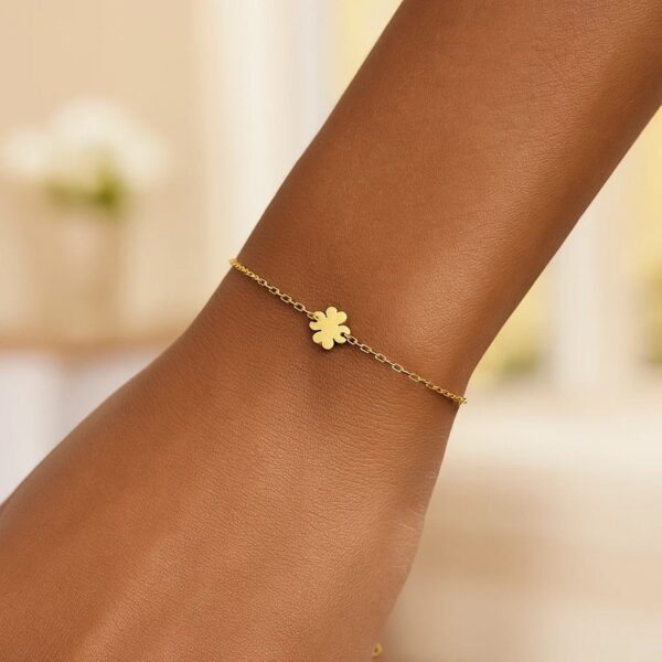 14K Yellow Gold Clover Bracelet - alternate view 4