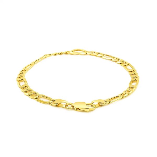 14k Yellow Gold 7 inch Figaro Chain Bracelet with Heart (4.50 mm) - alternate view 3