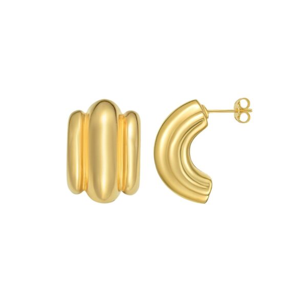 14K Yellow Gold Triple Bar Half Hoop Earrings