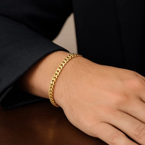 10k Yellow Gold Classic Miami Cuban Solid Bracelet (5.00 mm) - alternate view 4