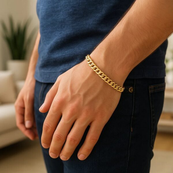 10k Yellow Gold Classic Miami Cuban Solid Bracelet (5.00 mm) - alternate view 5