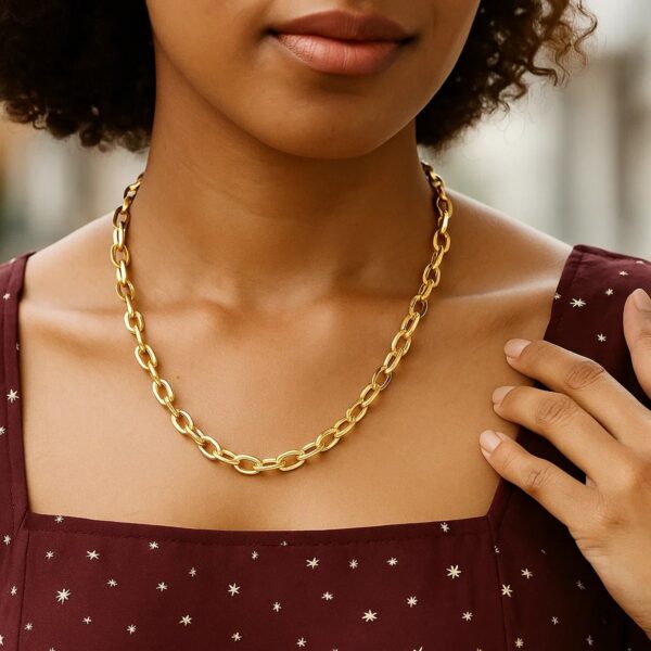 14k Yellow Gold Cable Chain Style Polished Necklace - alternate view 4