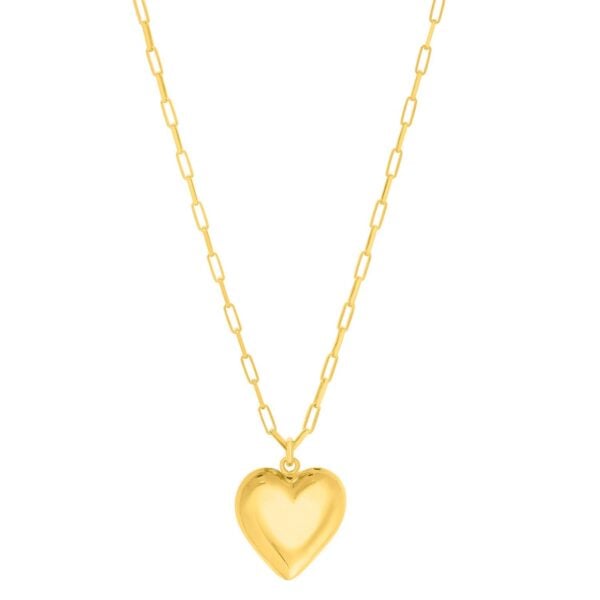Sterling Silver Gold Plated Puffed Heart Pendant