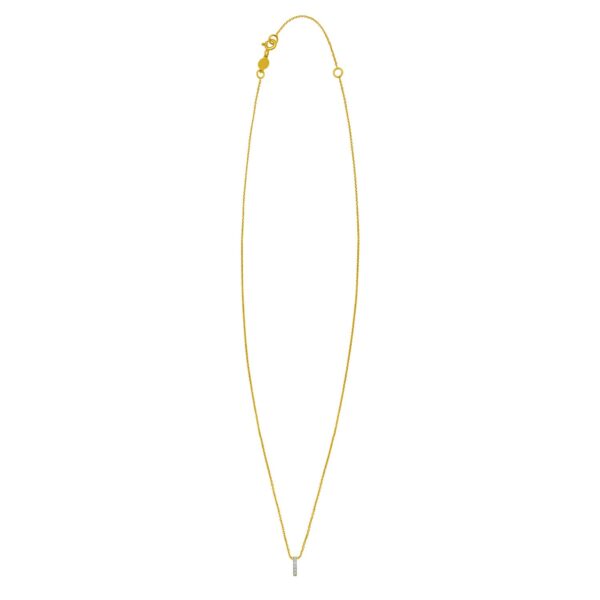 14K Yellow Gold Mini Diamond I Initial Pendant Necklace - alternate view 2