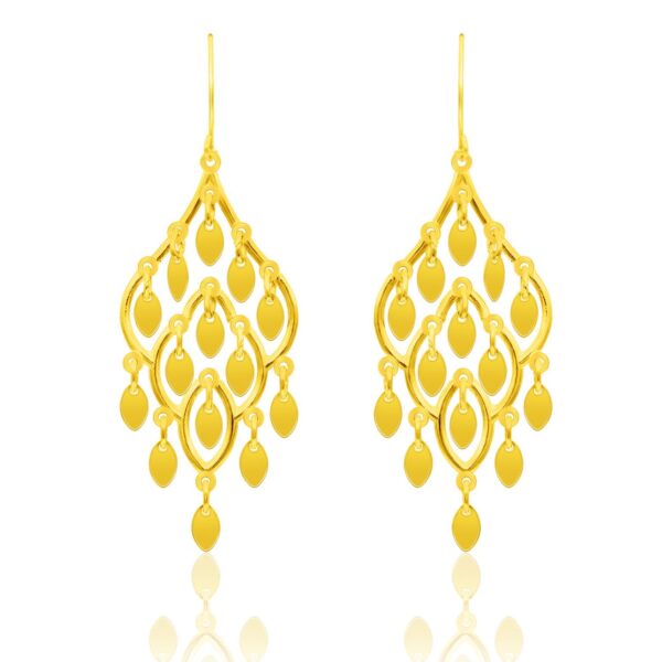 10k Yellow Gold Dangling Earrings with Marquise Sequins