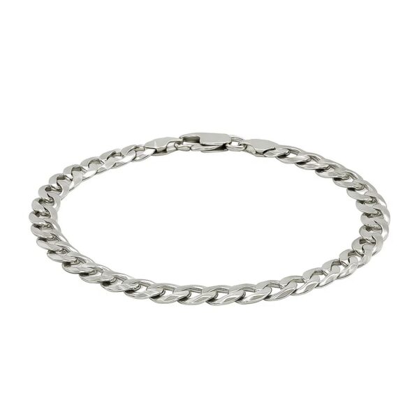 Rhodium Plated Sterling Silver Curb Style Bracelet (7.20 mm) - alternate view 2