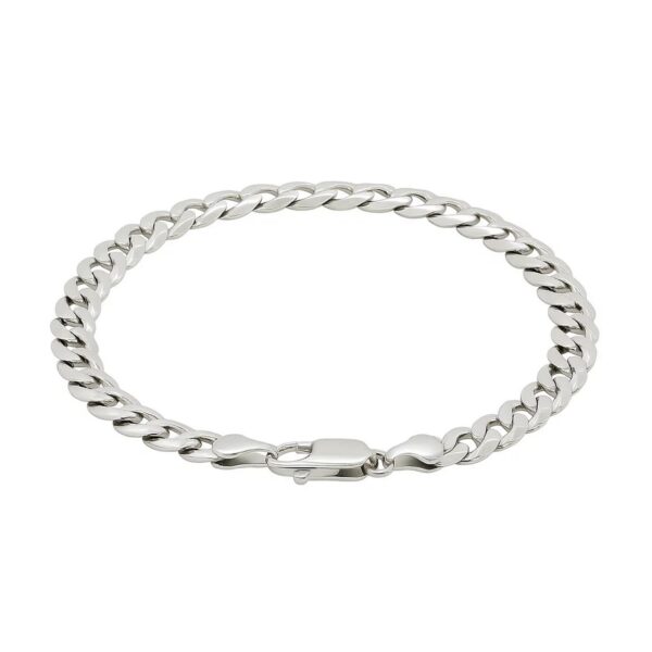 Rhodium Plated Sterling Silver Curb Style Bracelet (7.20 mm) - alternate view 3
