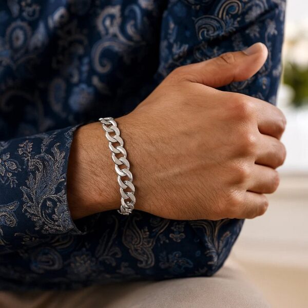 Rhodium Plated Sterling Silver Curb Style Bracelet (7.20 mm) - alternate view 5