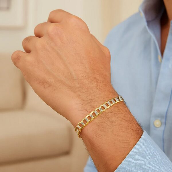 14k Two Tone Gold Pave Curb Bracelet (4.60 mm) - Two-Tone Gold - alternate view 2