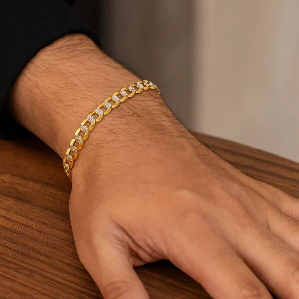 14k Two Tone Gold Pave Curb Bracelet (4.60 mm) - Two-Tone Gold - alternate view 3