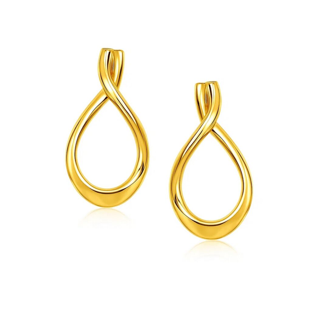 14k Yellow Gold Polished Tear Drop Earrings