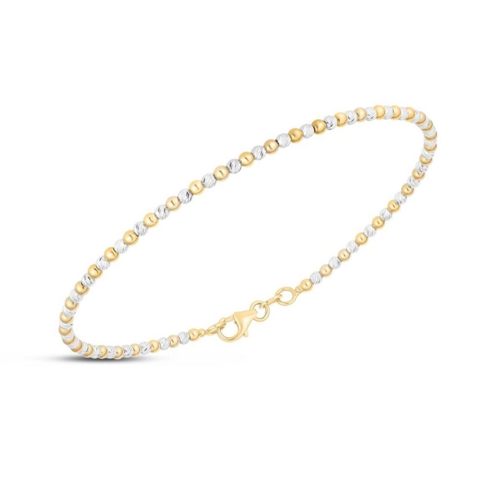14K Two Tone Gold Pallina Bead Bracelet (2.10 mm) - Two-Tone Gold