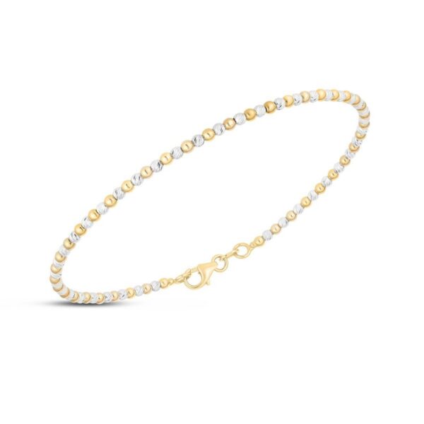 14K Two Tone Gold Pallina Bead Bracelet (2.10 mm) - Two-Tone Gold