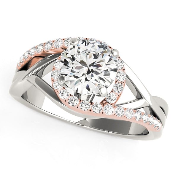 14k White And Rose Gold Bypass Diamond Engagement Ring (1 1/4 cttw) - White &amp; Rose Gold