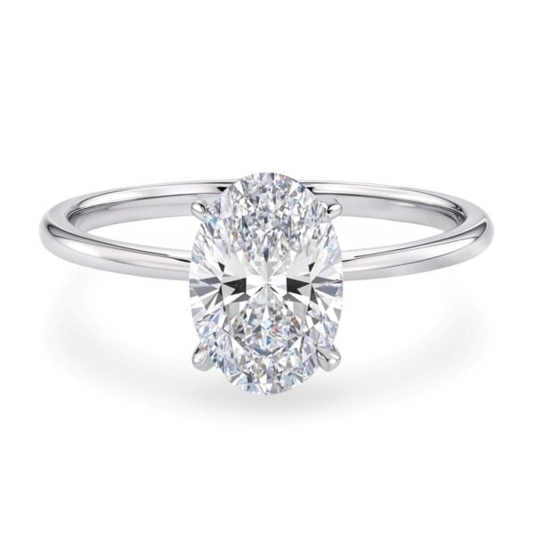 1 1/2 Carat Oval Lab Grown IGI G/VS1 Diamond Solitaire Ring in 14K White Gold - alternate view 2