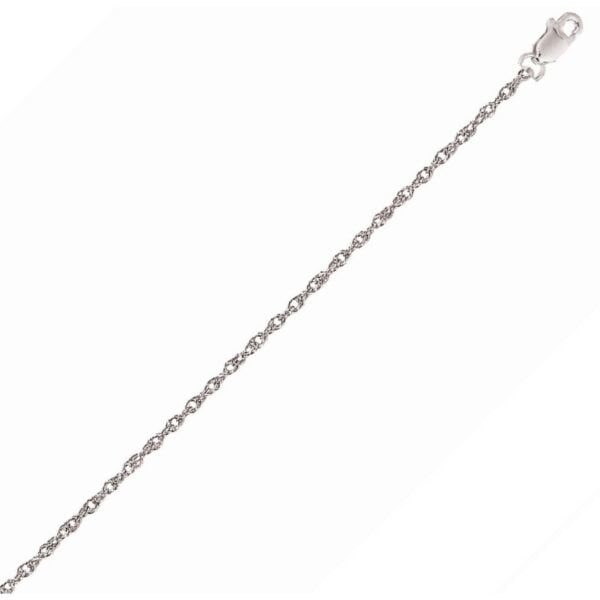 14k White Gold Machine Rope Chain (1.10 mm)