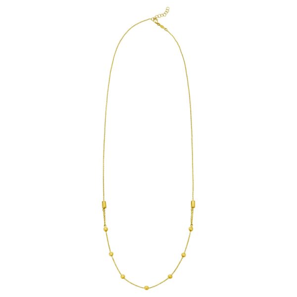 14K Yellow Gold Adjustable Bead Link Necklace - alternate view 2