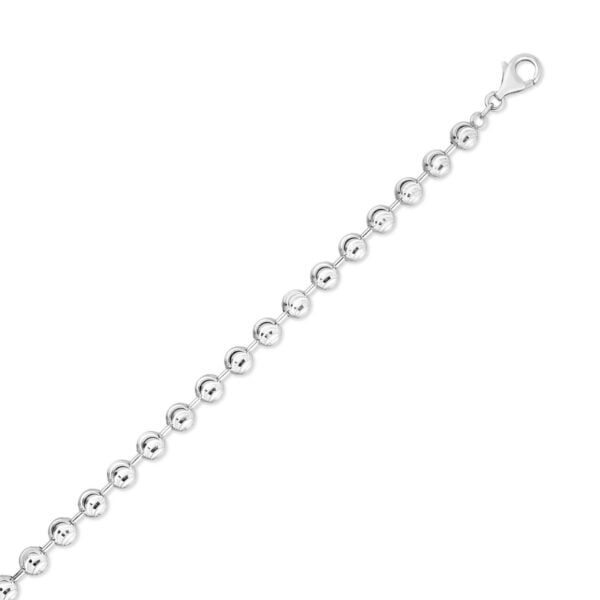Sterling Silver Rhodium Plated Moon Cut Bead Chain (6.00 mm)