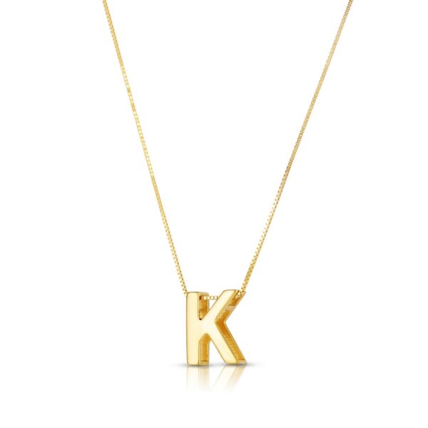 14K Yellow Gold Yours Truly Block Letter Initial K Necklace
