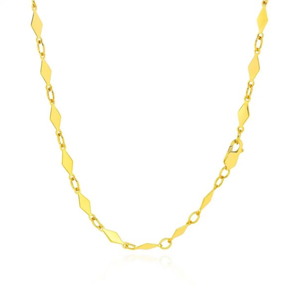 14K Yellow Gold Polished Diamond Motif Chain (3.00 mm) - alternate view 2