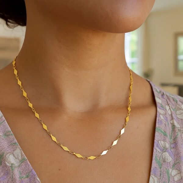 14K Yellow Gold Polished Diamond Motif Chain (3.00 mm) - alternate view 4