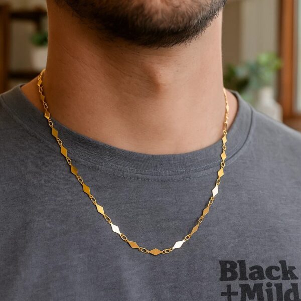 14K Yellow Gold Polished Diamond Motif Chain (3.00 mm) - alternate view 5
