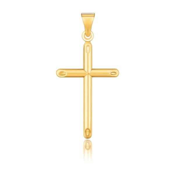 14k Yellow Gold Slim Cross Pendant with Slanted Ends