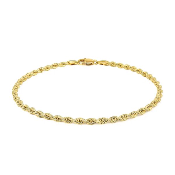 10k Yellow Gold Solid Diamond Cut Rope Bracelet (2.50 mm) - alternate view 2