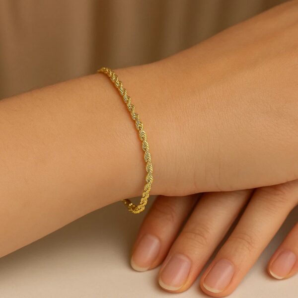 10k Yellow Gold Solid Diamond Cut Rope Bracelet (2.50 mm) - alternate view 5