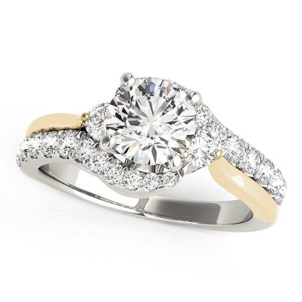 14k White And Yellow Gold Round Bypass Diamond Engagement Ring (1 1/2 cttw) - Two-Tone Gold