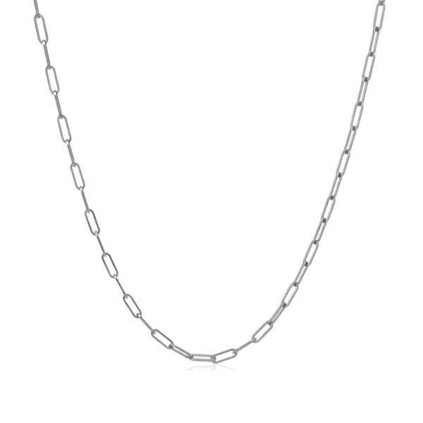 18K White Gold Fine Paperclip Chain (1.50 mm) - alternate view 2