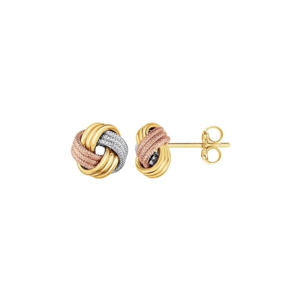 Love Knot Post Earrings in 14k Tri Color Gold - Tri-Color Gold