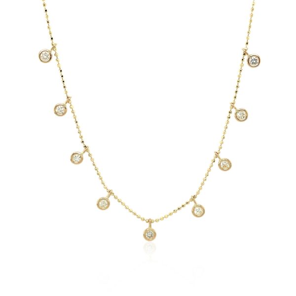 14k Yellow Gold Necklace with Round Diamond Charms - alternate view 2