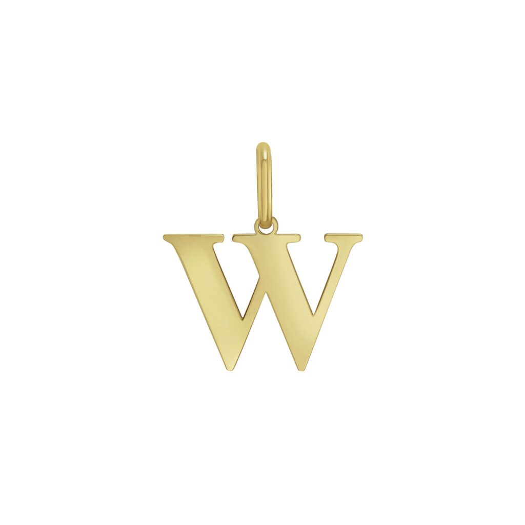 14K Yellow Gold Initial W Charm Pendant