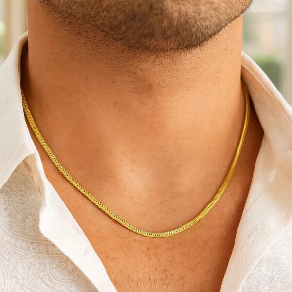 Sterling Silver Yellow Gold Plated Oval Snake Chain (3.30 mm) - alternate view 5