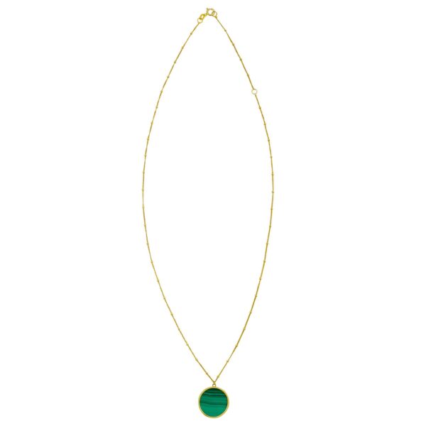 14K Yellow Gold Malachite Inlay Circle Necklace - alternate view 2