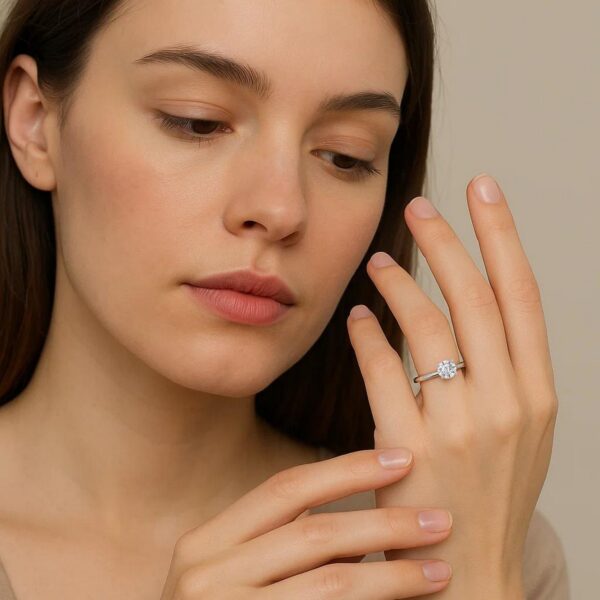 3/4 Carat Round Lab Grown IGI G/VS1 Diamond Solitaire Ring in 14K White Gold - alternate view 5